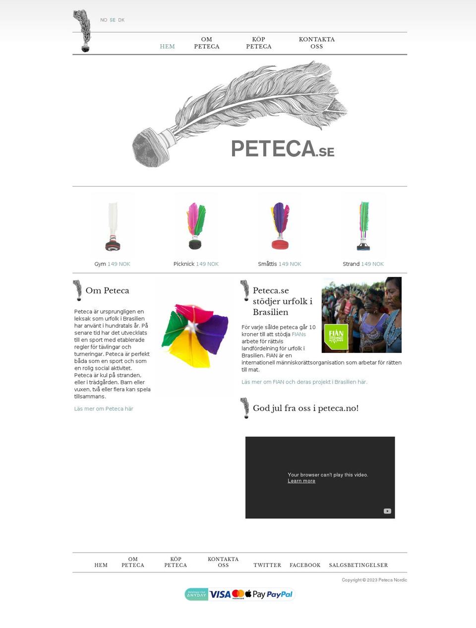 peteca.se shopify website screenshot