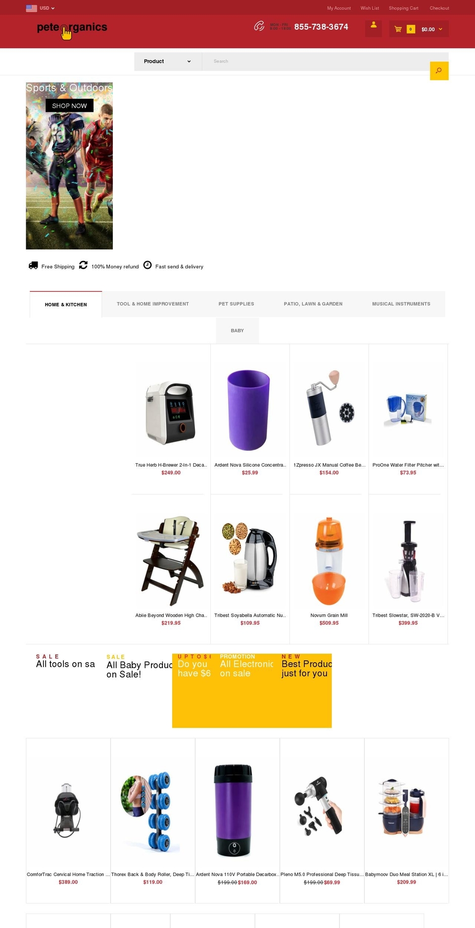peteorganics.com shopify website screenshot