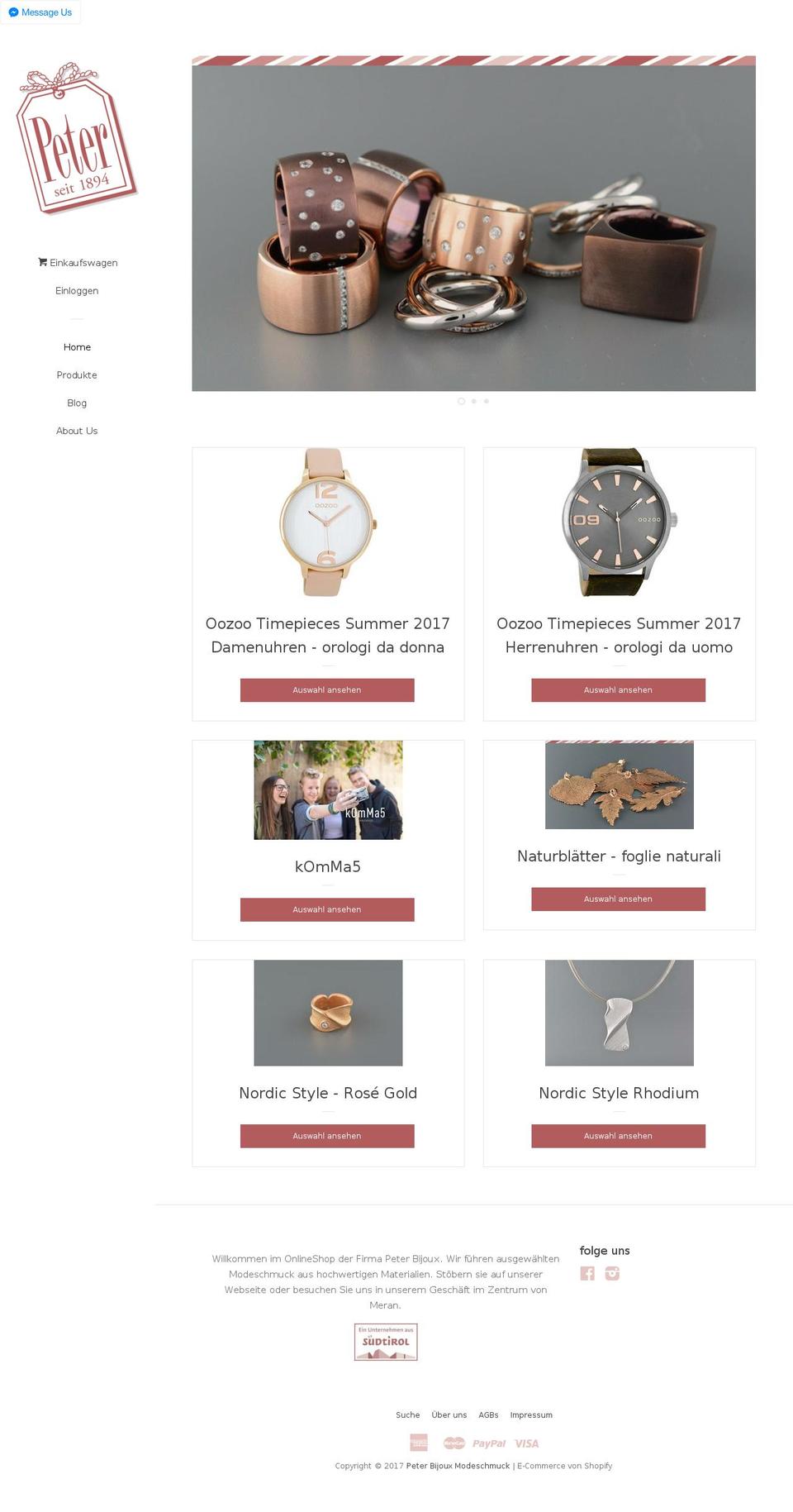 peterbijoux.com shopify website screenshot