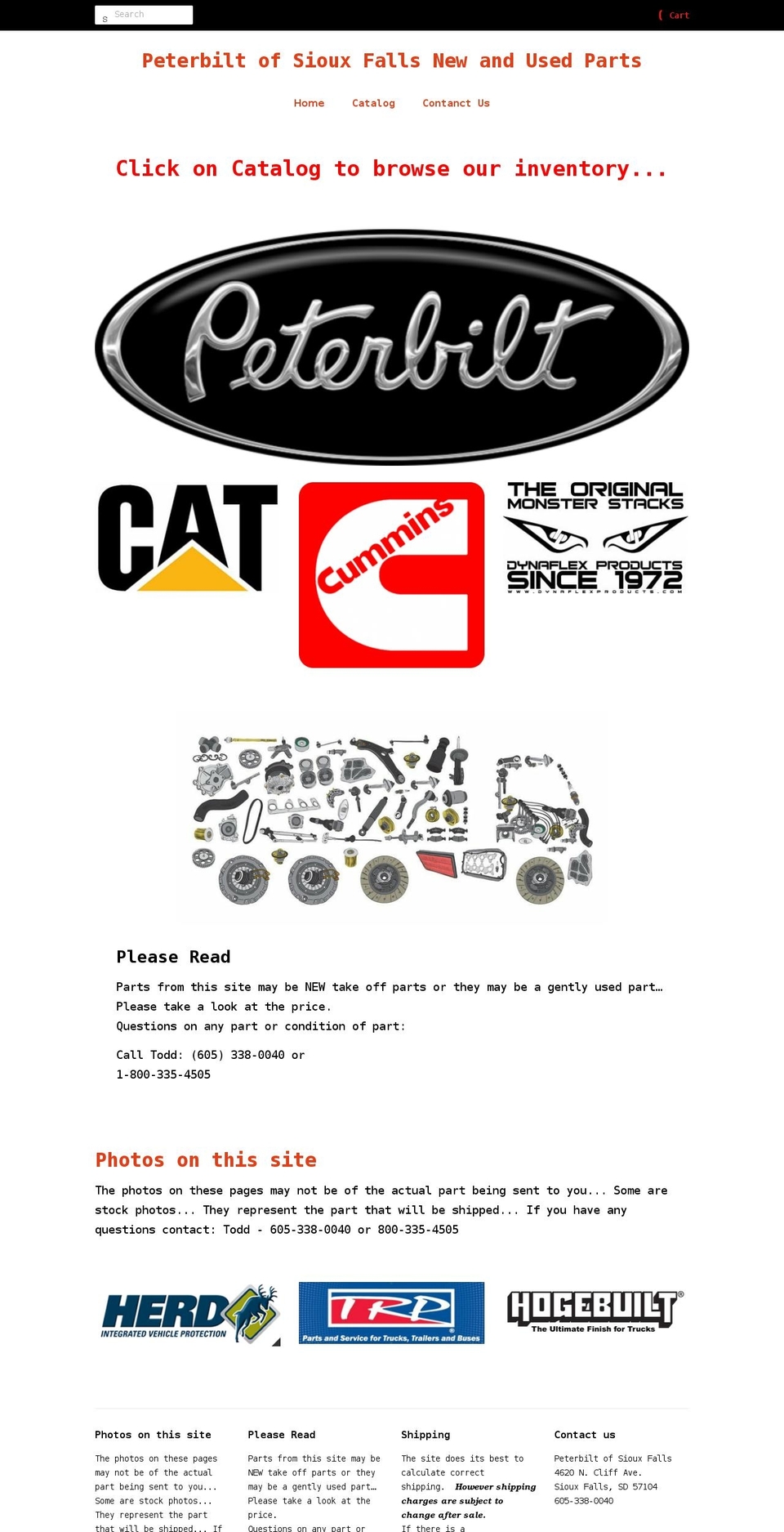 peterbiltparts-sd.com shopify website screenshot