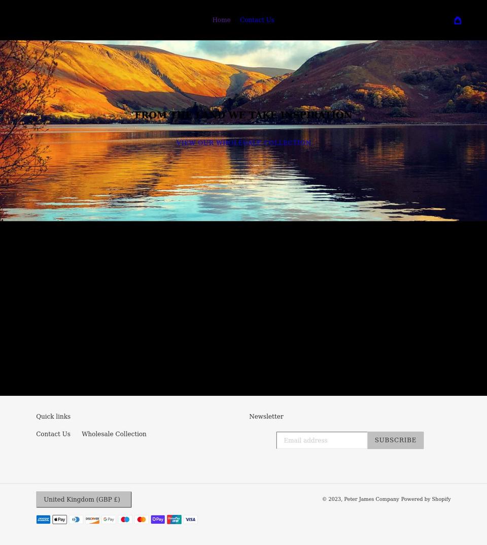 peterjamescompany.co.uk shopify website screenshot