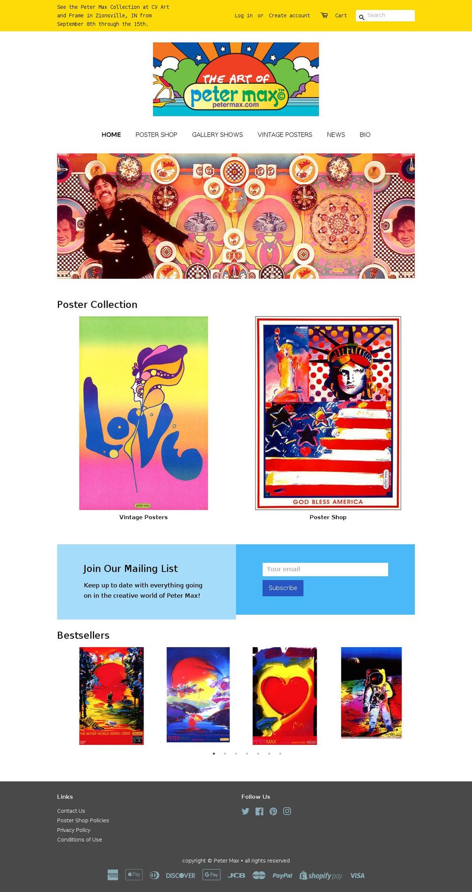 petermax.biz shopify website screenshot