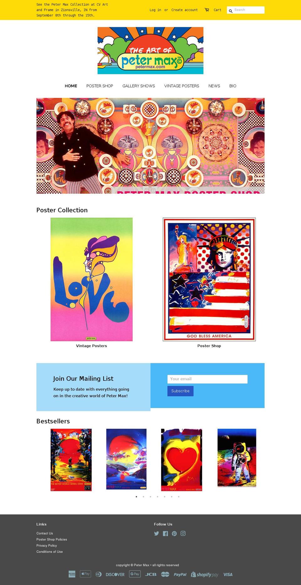 petermaxartstudio.com — Shopify storefront screenshot