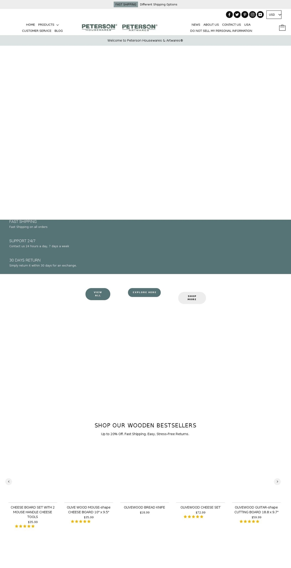 petersonhousewares.ca shopify website screenshot