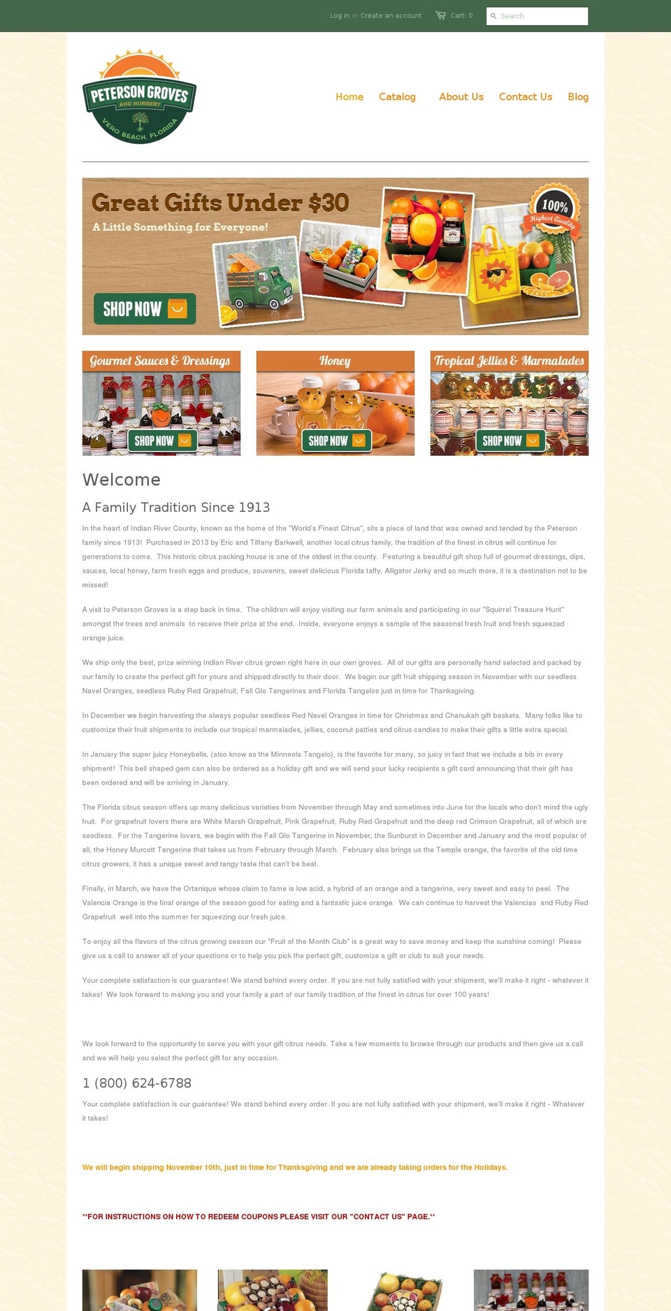 petersonsgroves.com shopify website screenshot