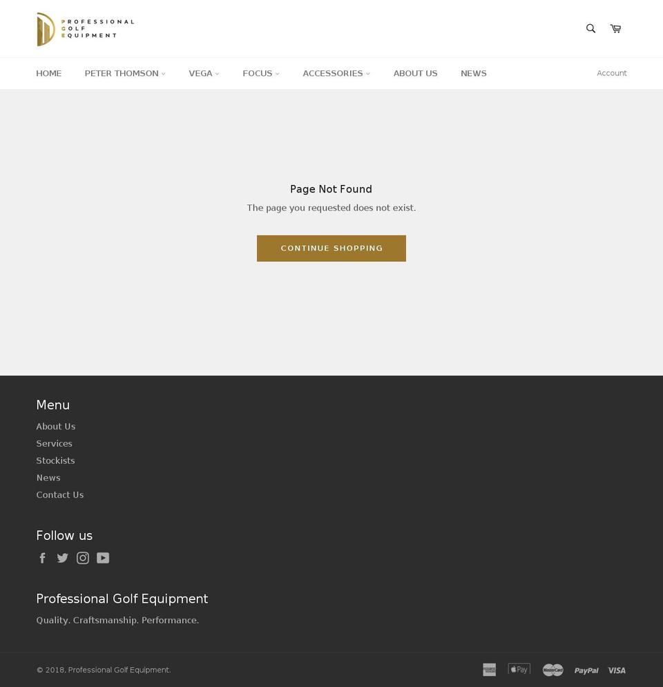 peterthomsongolf.com — Shopify storefront screenshot