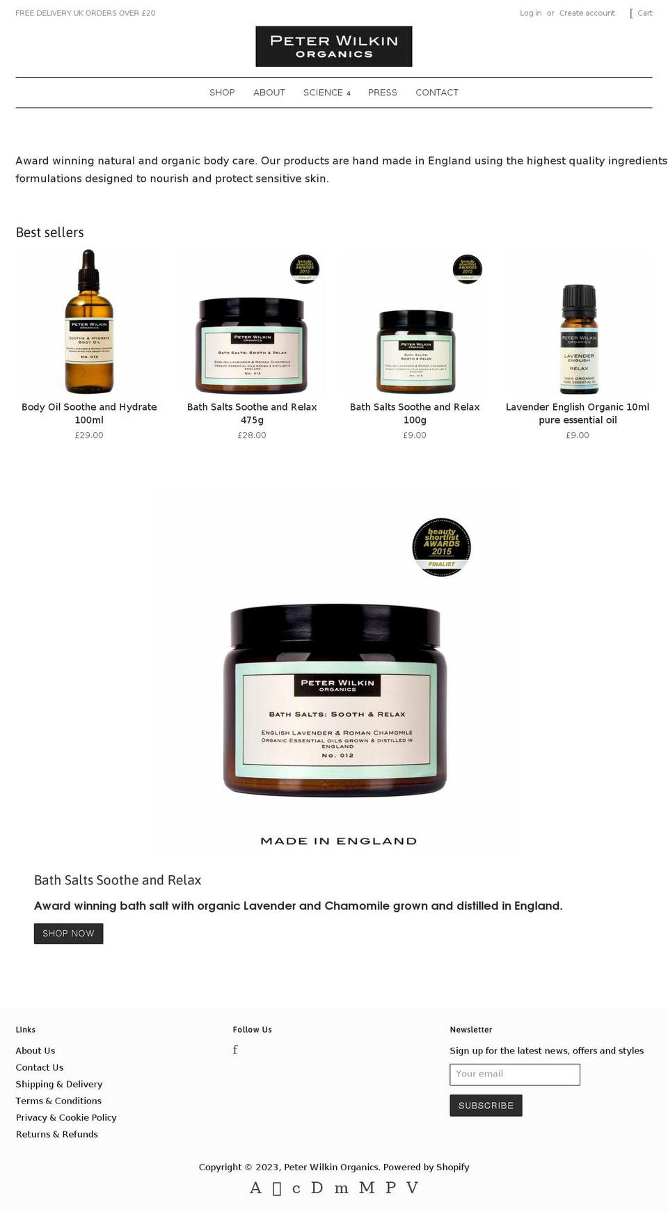 peterwilkinorganics.co.uk shopify website screenshot