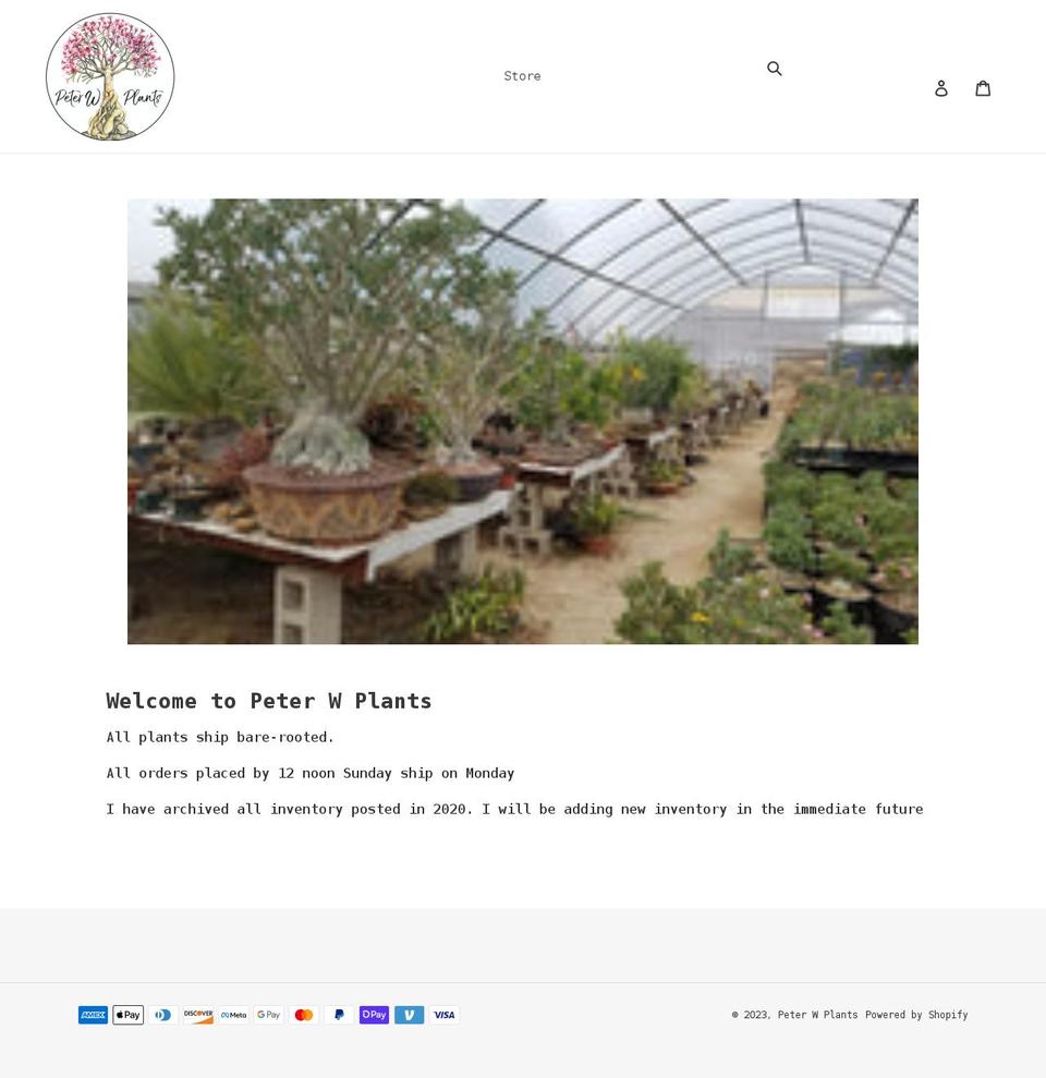 peterwplants.com shopify website screenshot