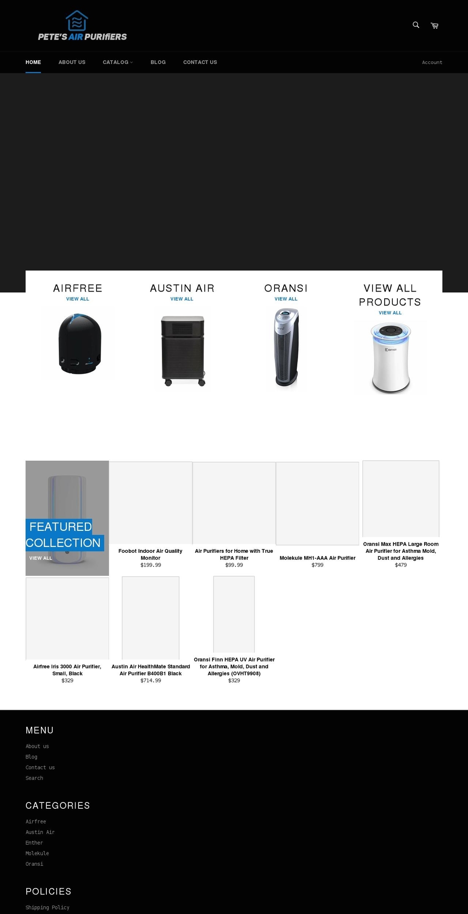 petesairpurifiers.com shopify website screenshot