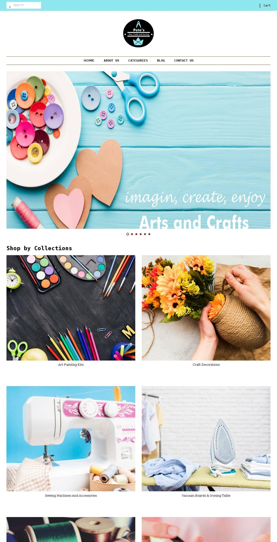 petesartscraftssewing.com shopify website screenshot