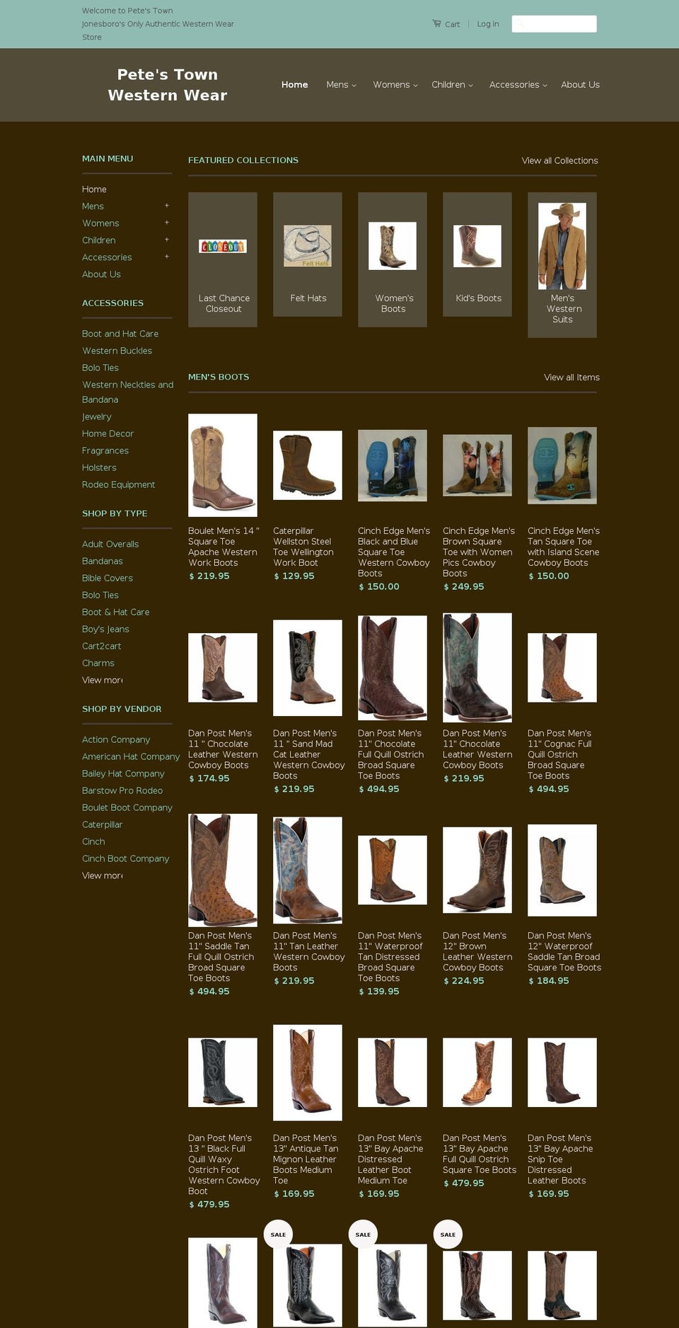 petesboots.biz shopify website screenshot