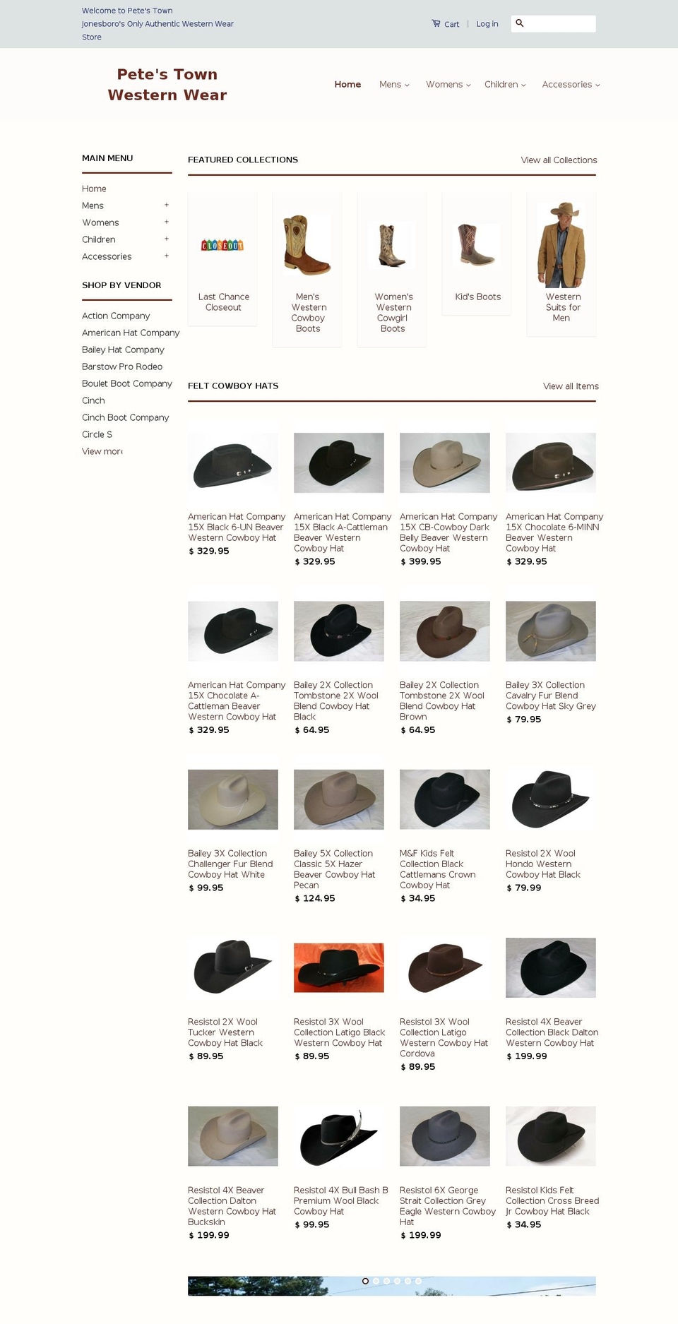 petesboots.us shopify website screenshot