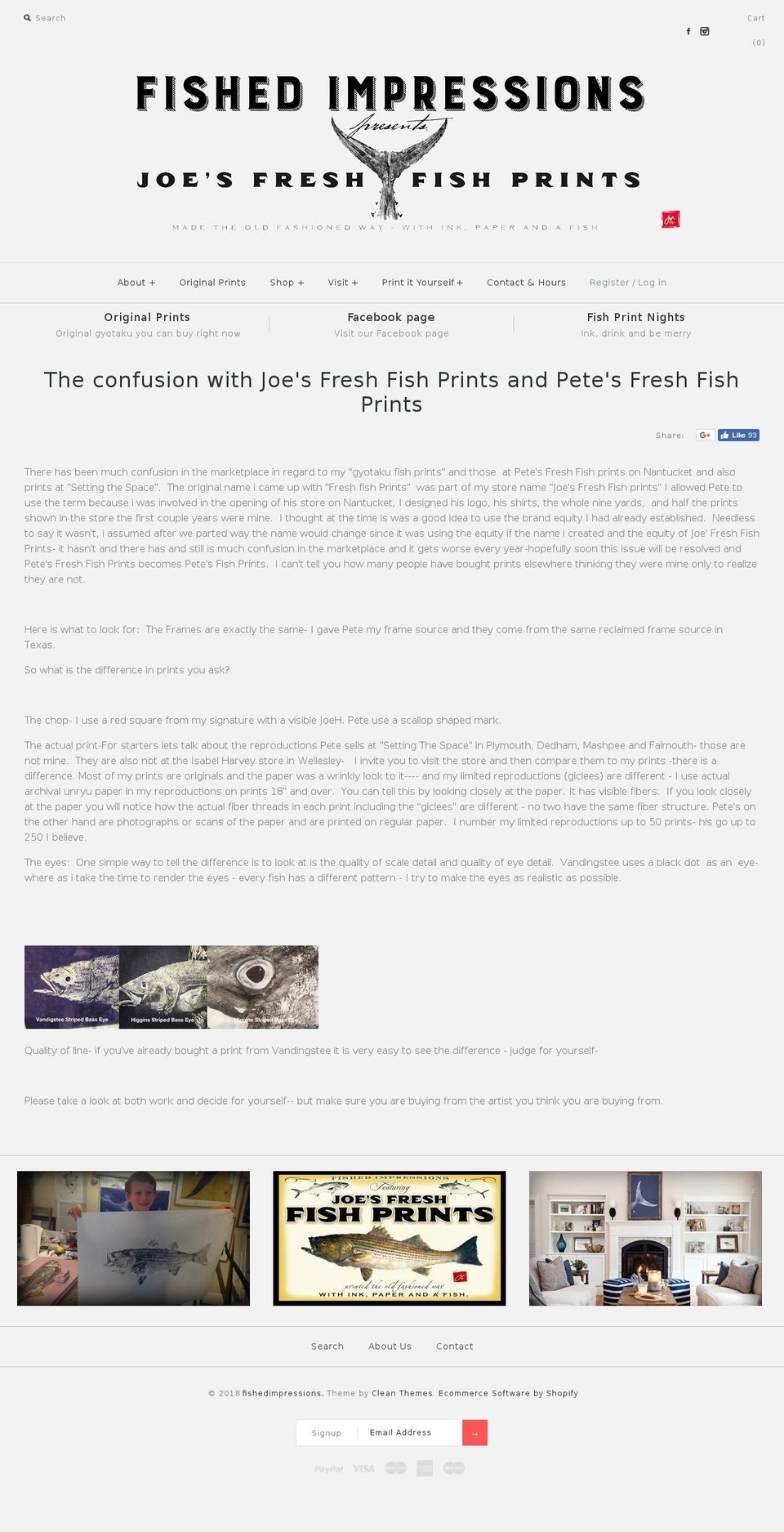 petesfreshfishprints.com shopify website screenshot