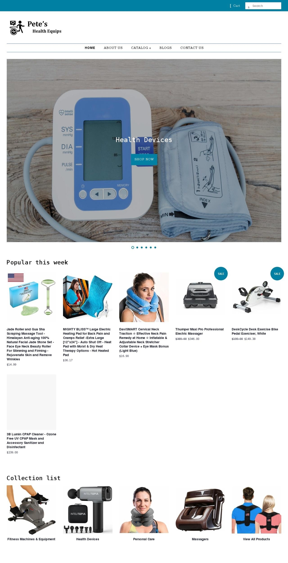 peteshealthequips.com shopify website screenshot