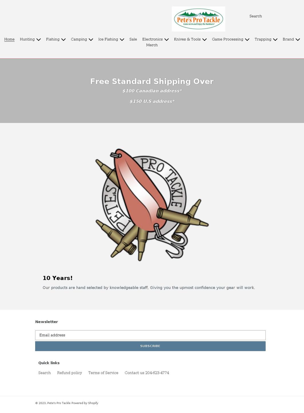 petesprotackle.ca shopify website screenshot