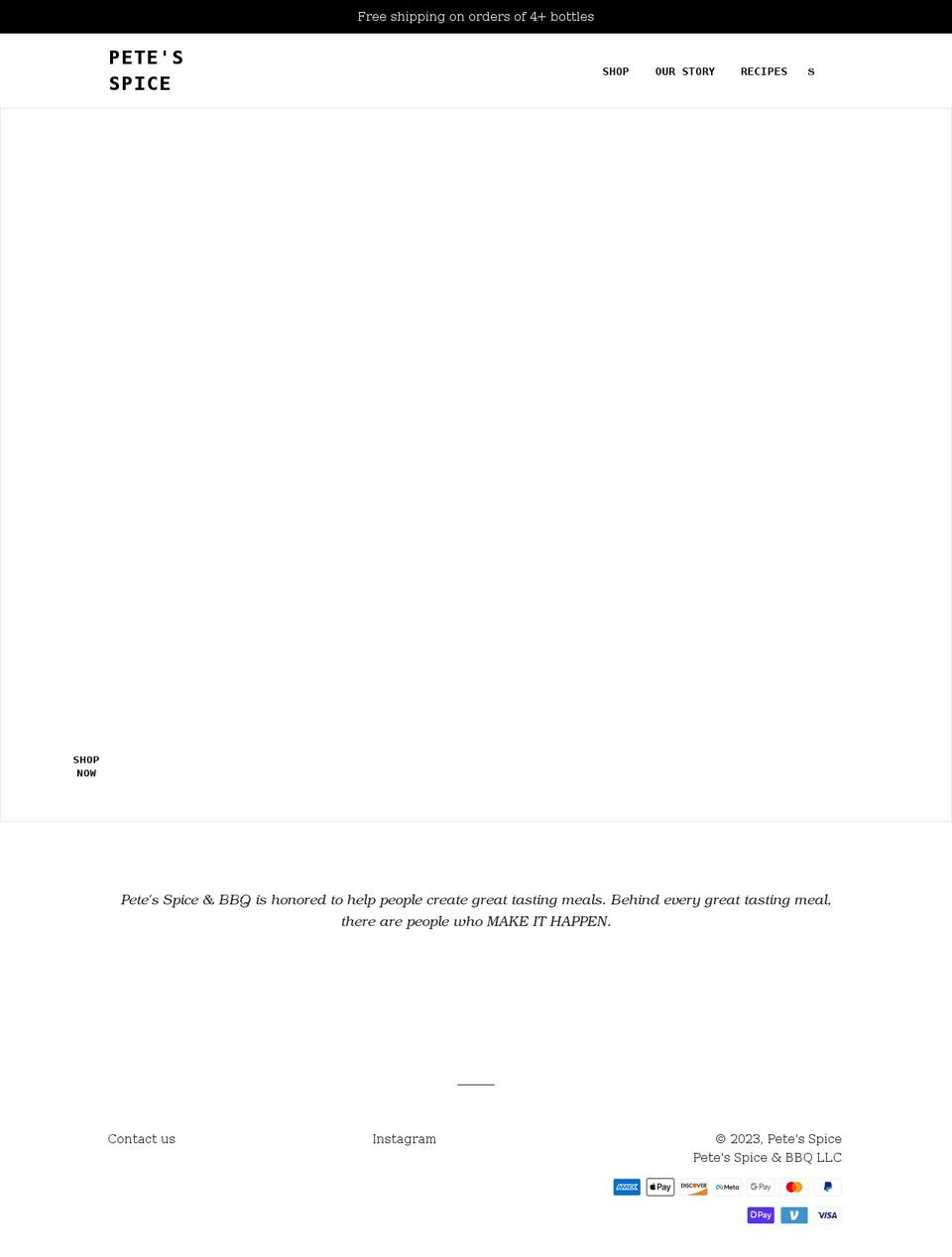 petesspice.com shopify website screenshot