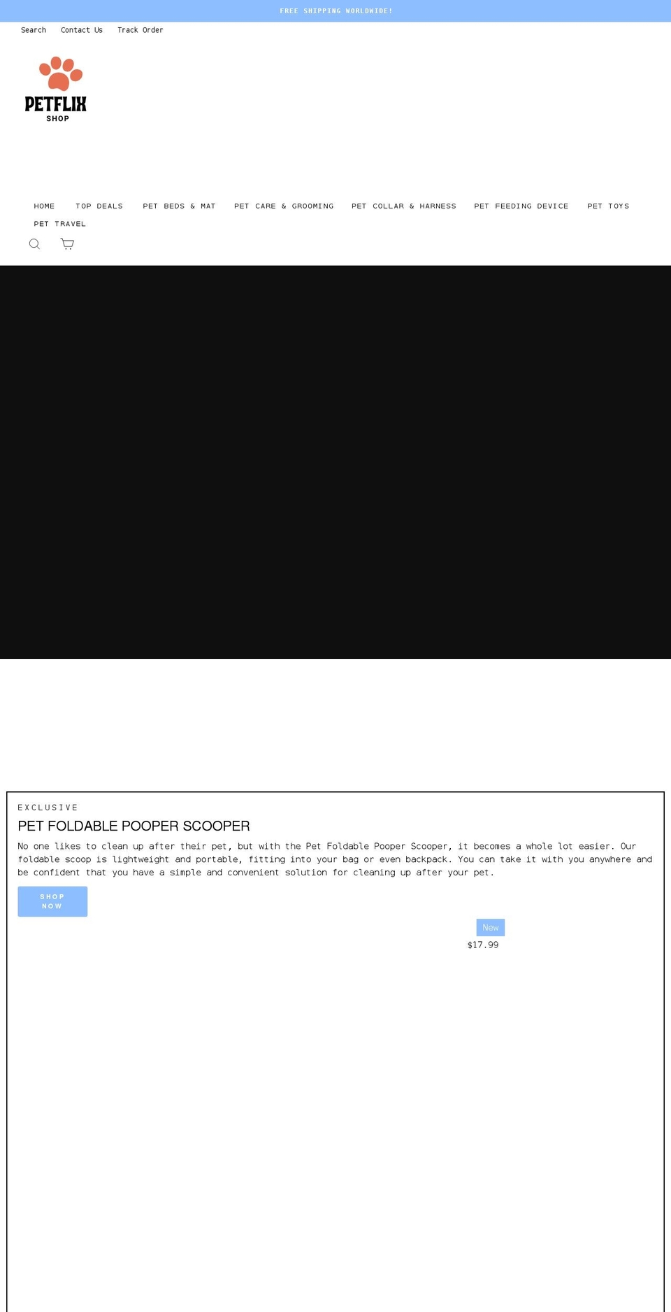 petflixshop.com shopify website screenshot