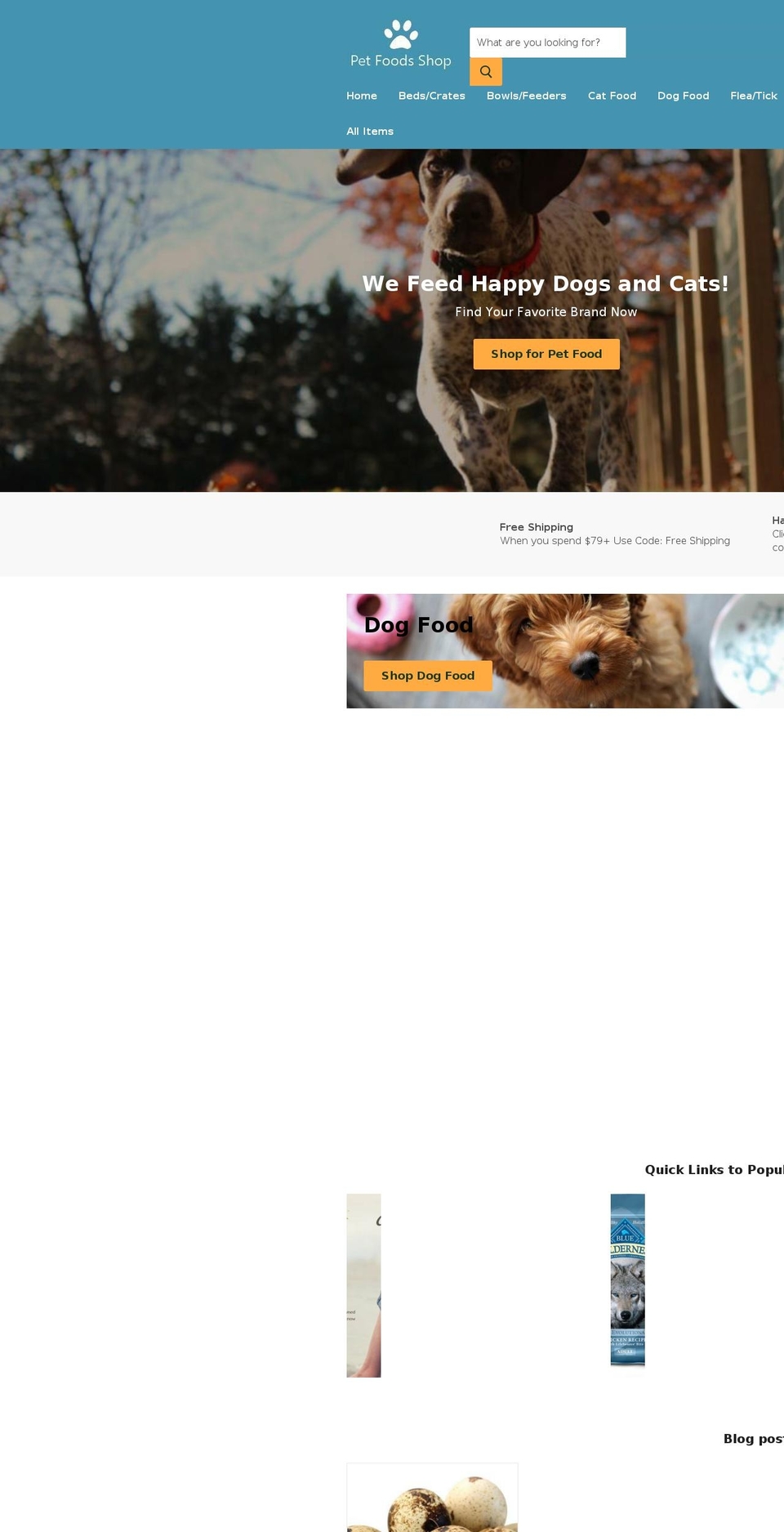 petfoodsshop.com shopify website screenshot