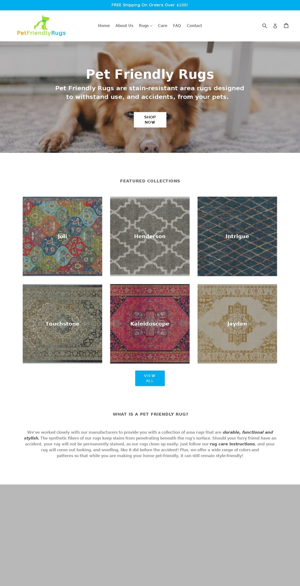 petfriendlyrugs.com — Shopify storefront screenshot