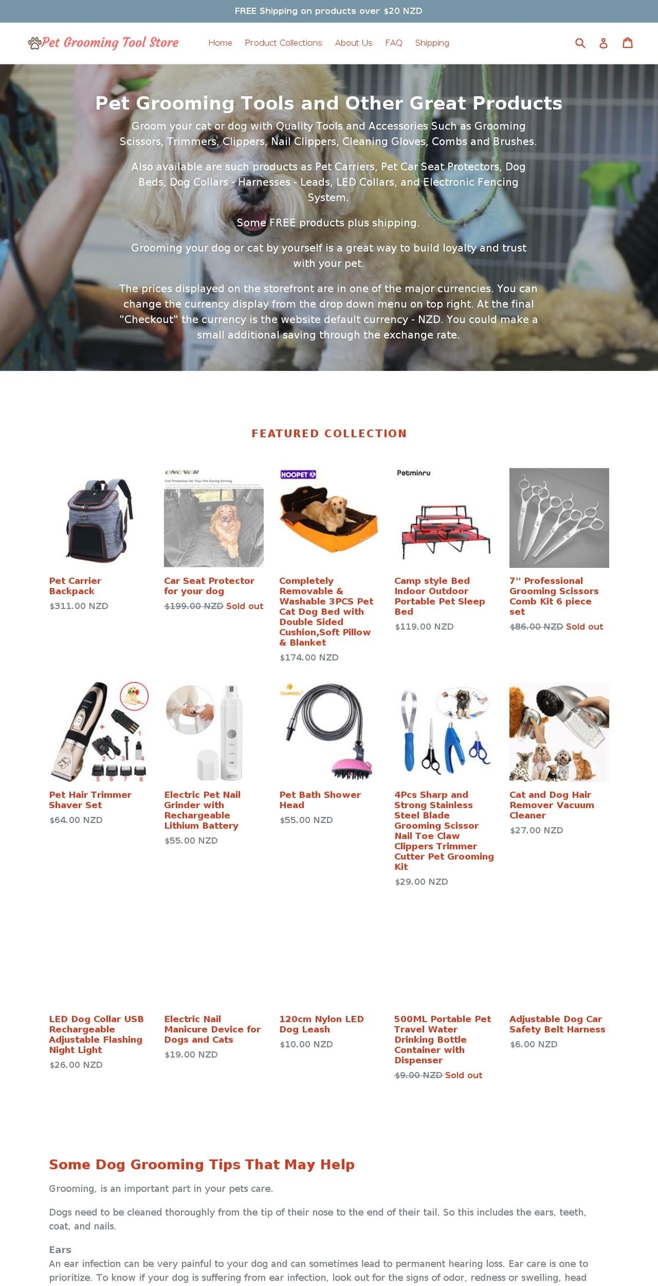 petgroomingtoolstore.com — Shopify storefront screenshot