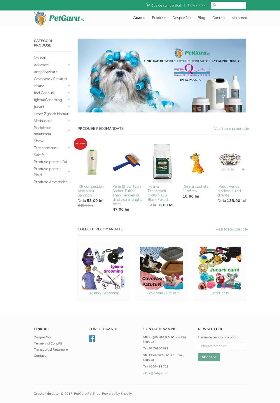 petguru.ro shopify website screenshot