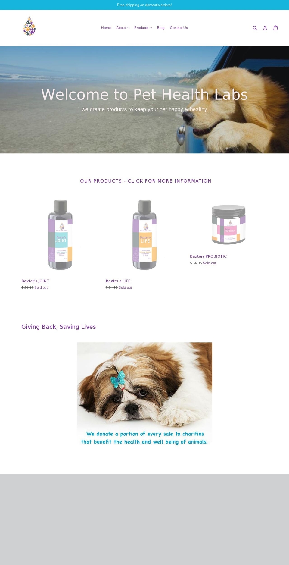 pethealthlabs.com shopify website screenshot