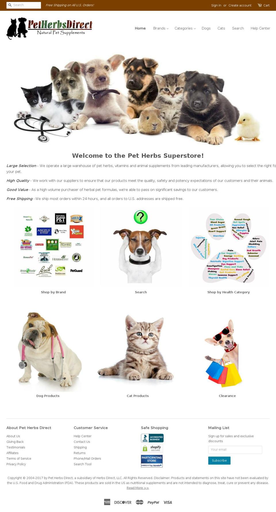 petherbsdirect.com shopify website screenshot