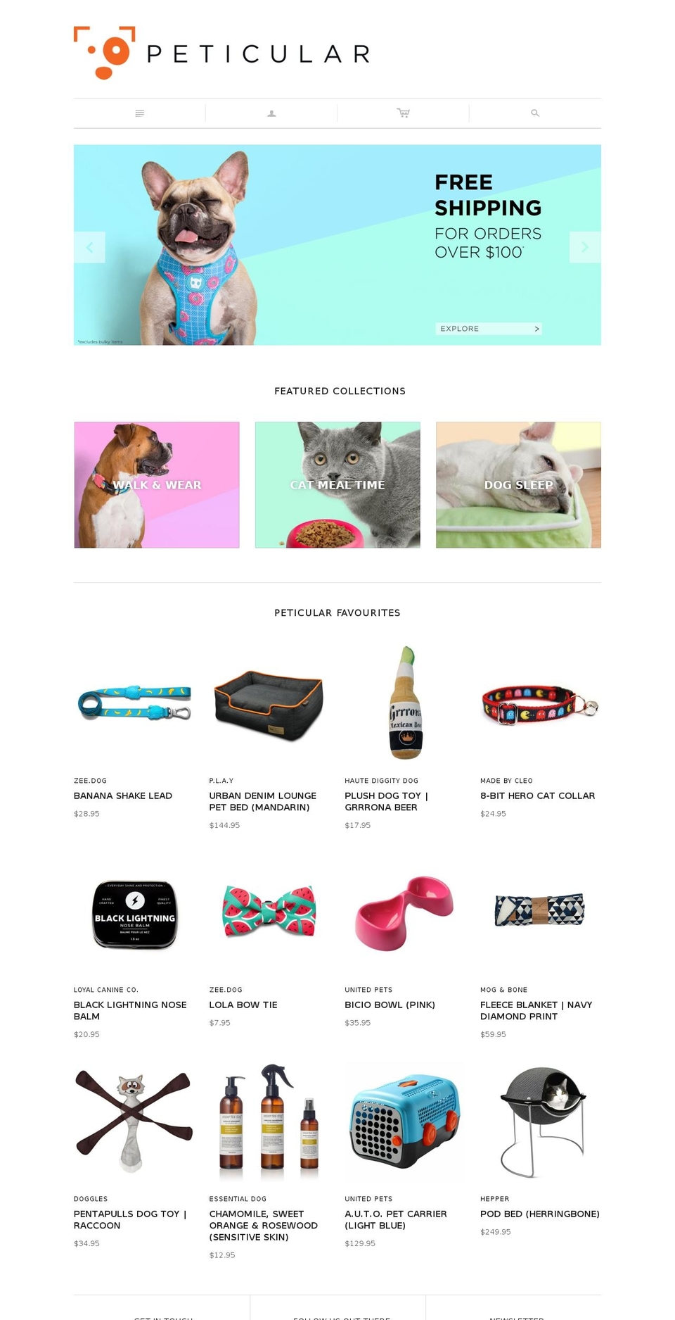 Minion Shopify theme site example peticular.com.au