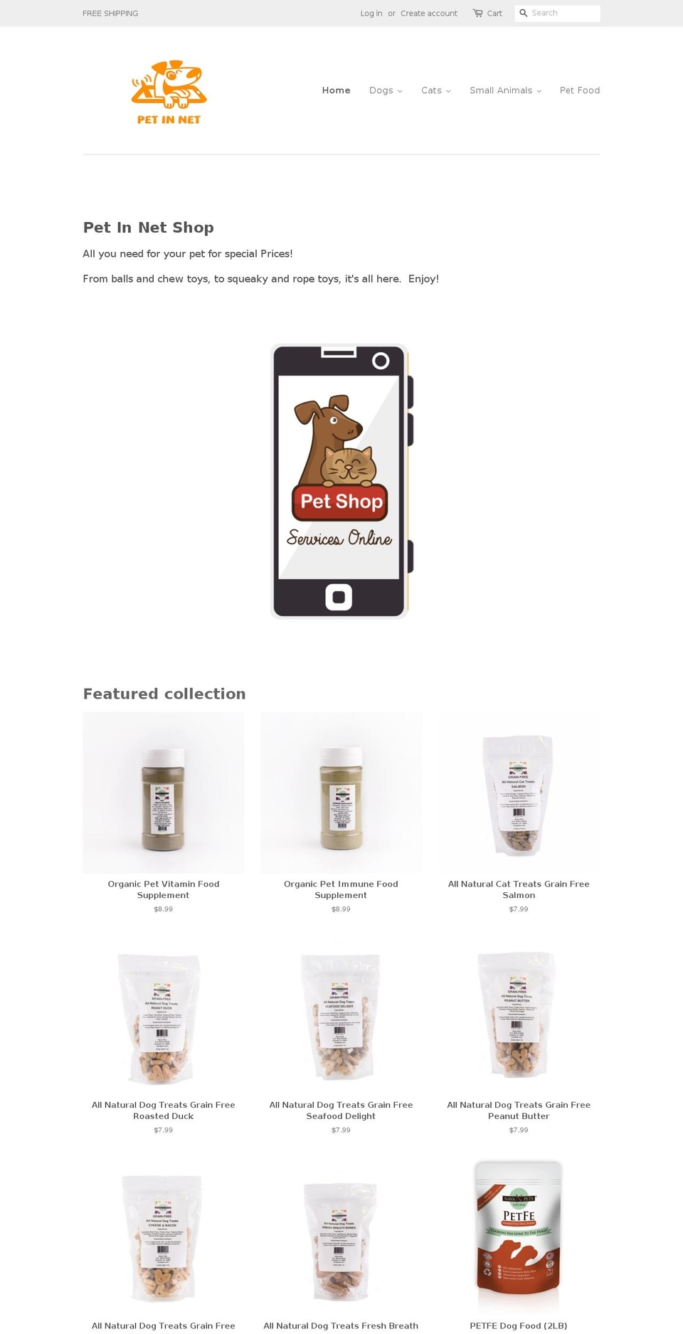 petinnetshop.com — Shopify storefront screenshot