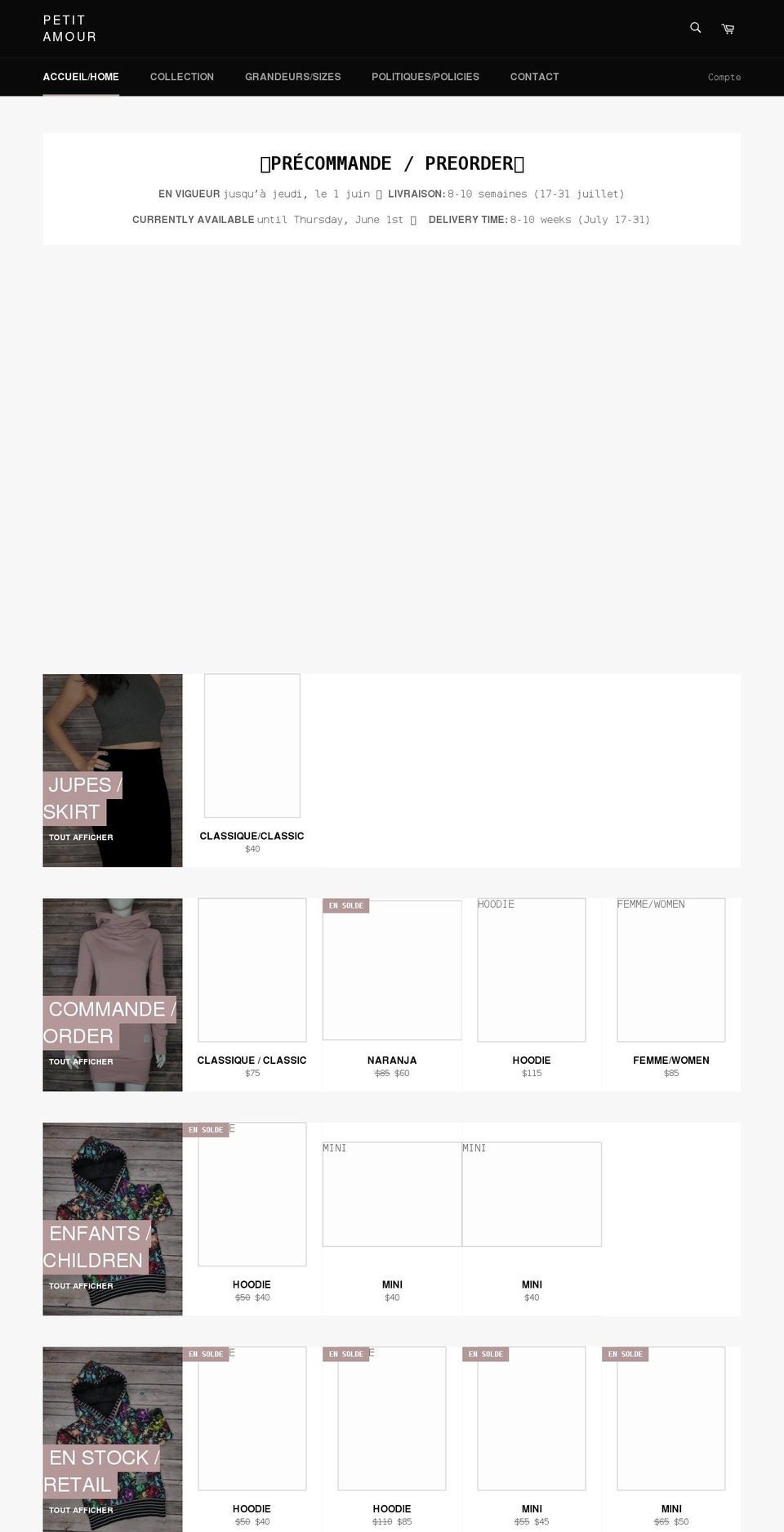 petitamour.ca shopify website screenshot