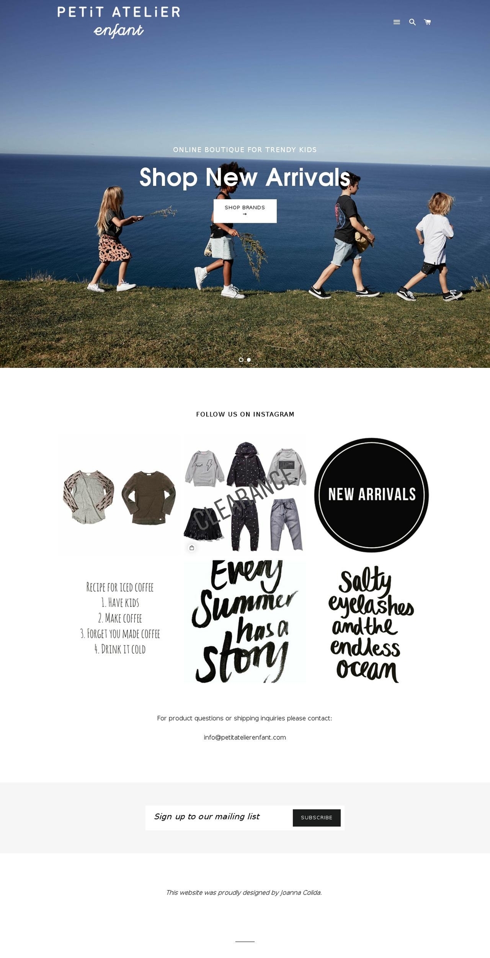 petitatelierenfant.com — Shopify storefront screenshot