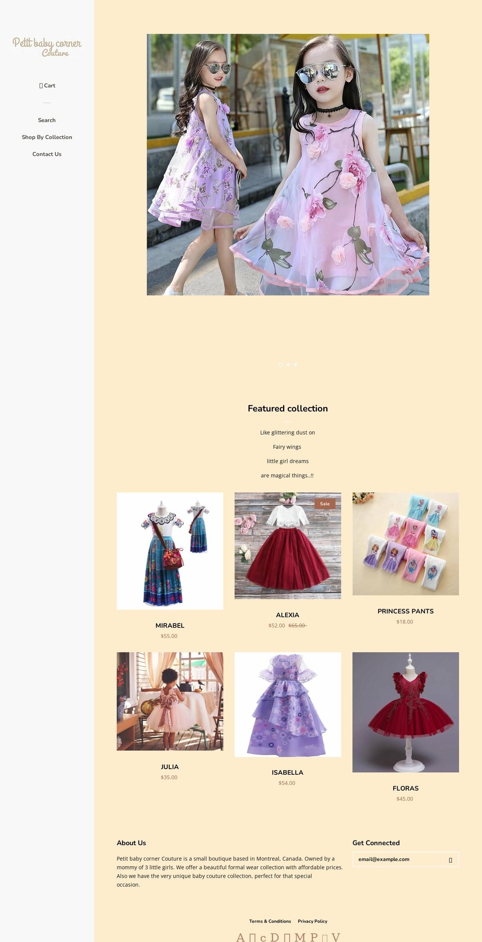 petitbabycornercouture.com — Shopify storefront screenshot
