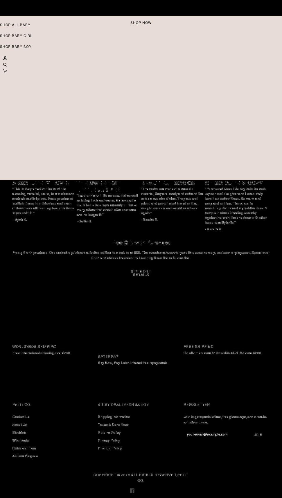 petitclothingstore.com shopify website screenshot