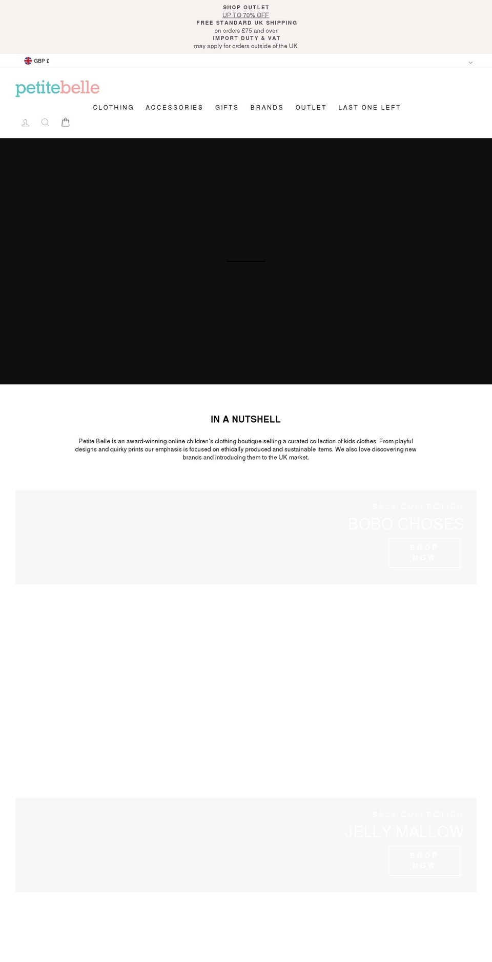 petite-belle.com shopify website screenshot