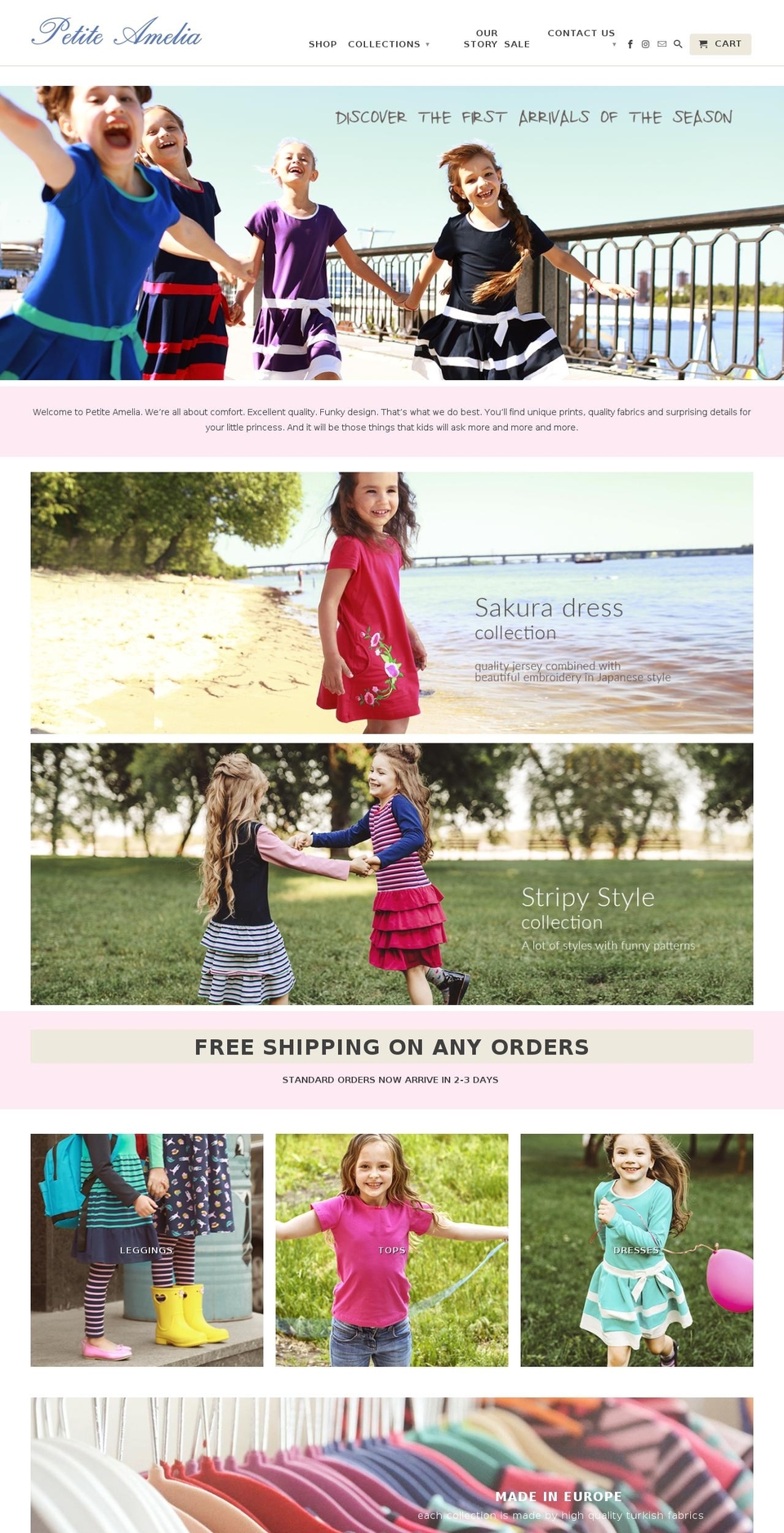 petiteamelia.com — Shopify storefront screenshot