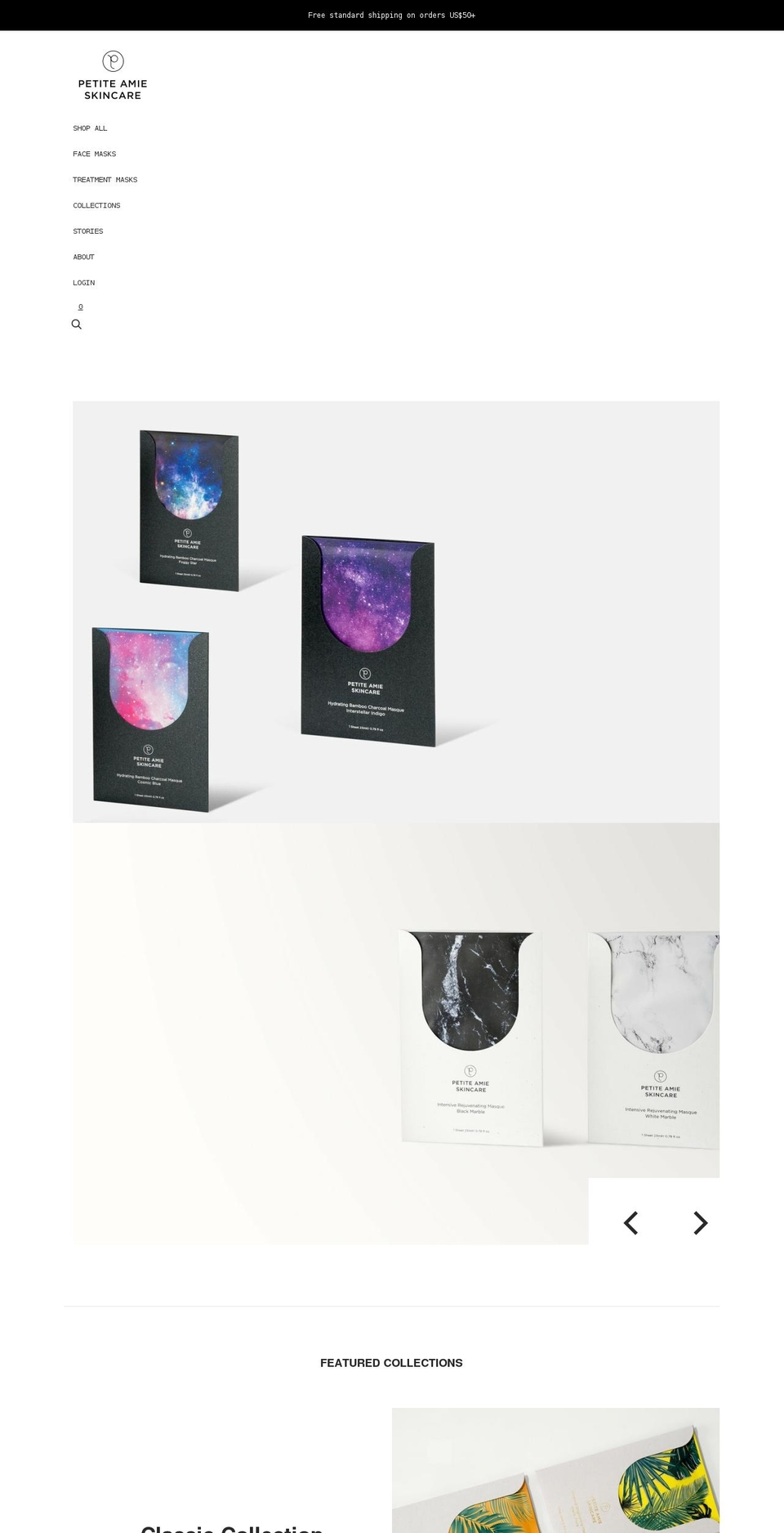 petiteamieskincare.com shopify website screenshot