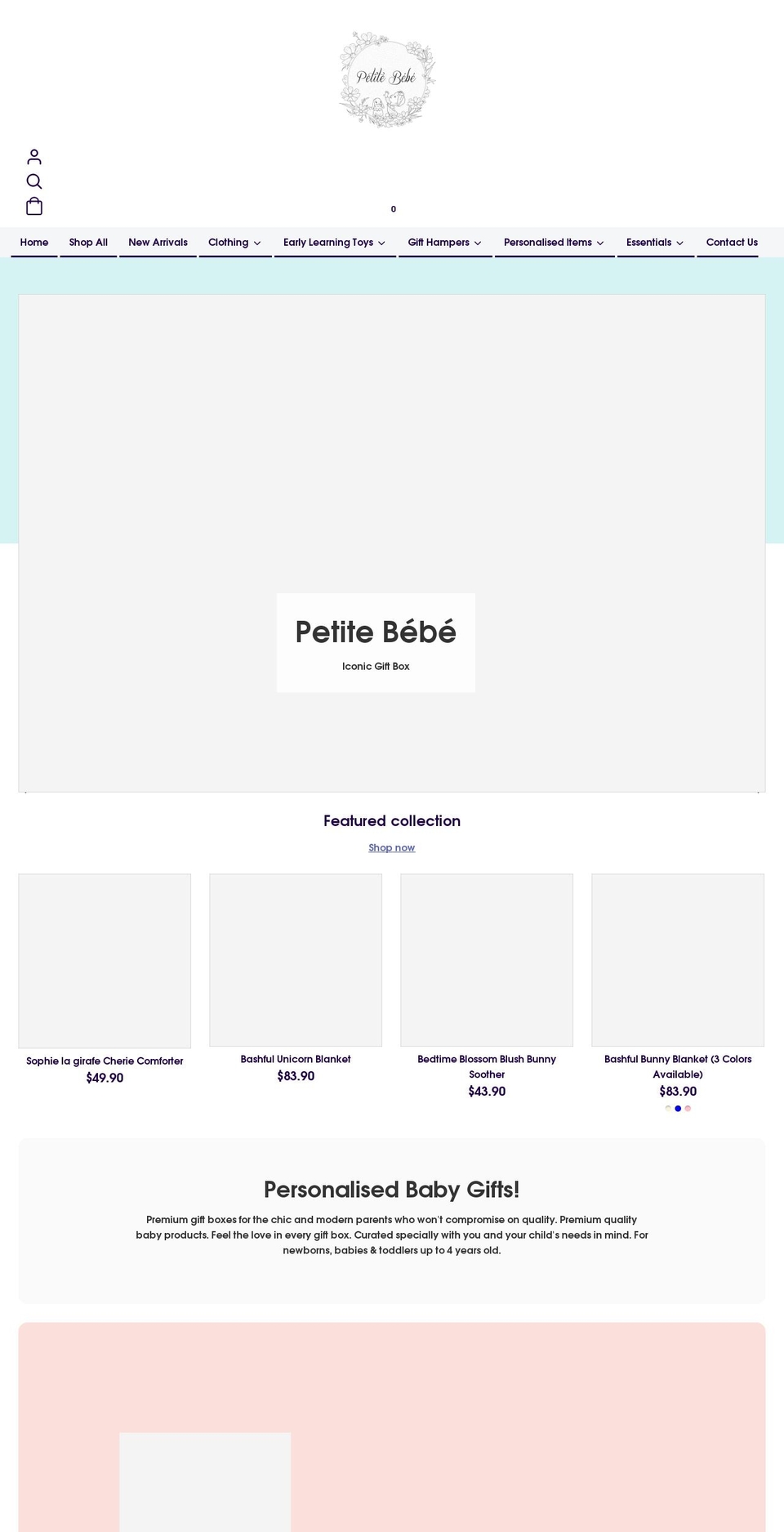 petitebebesg.com shopify website screenshot