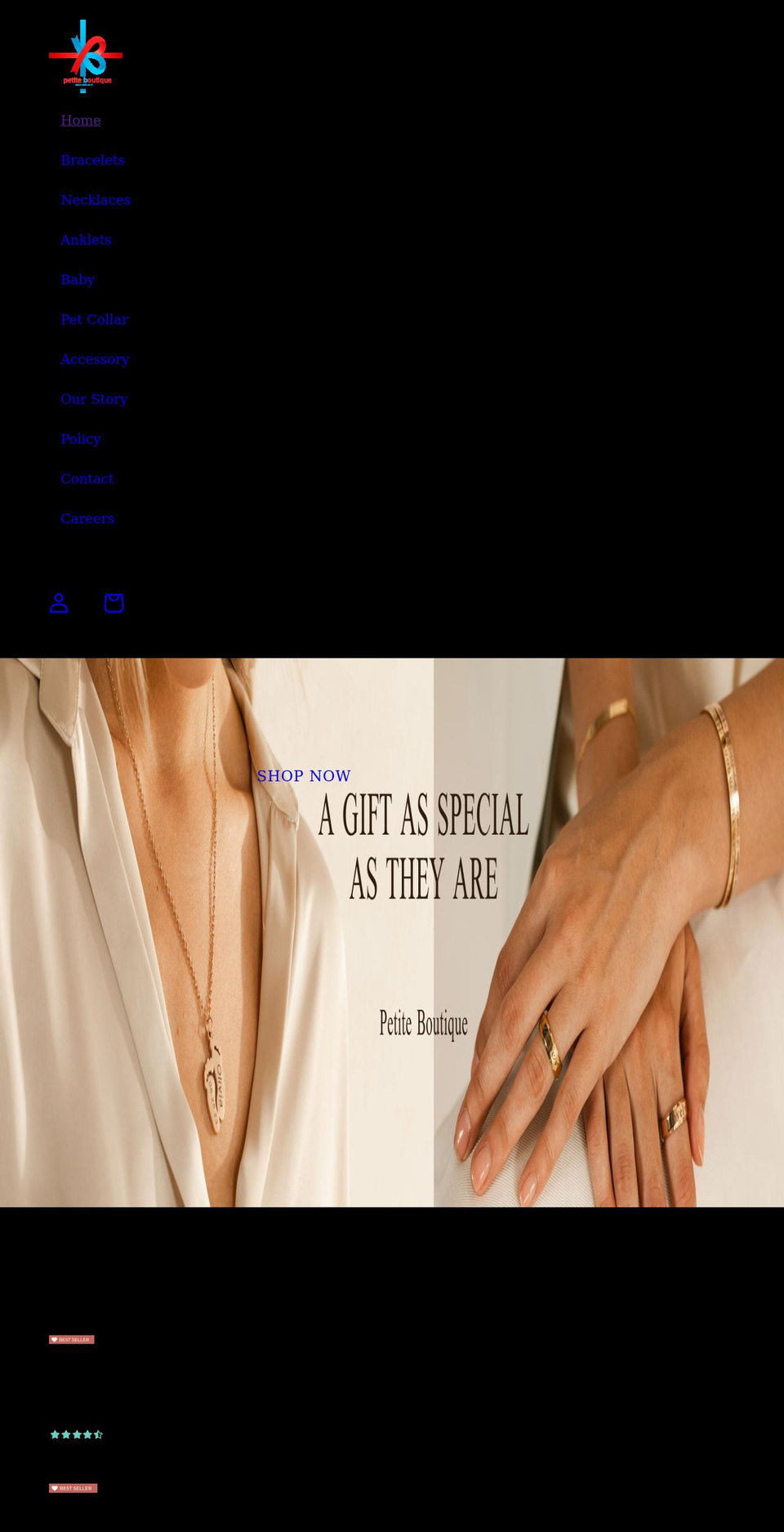 petiteboutique.com shopify website screenshot