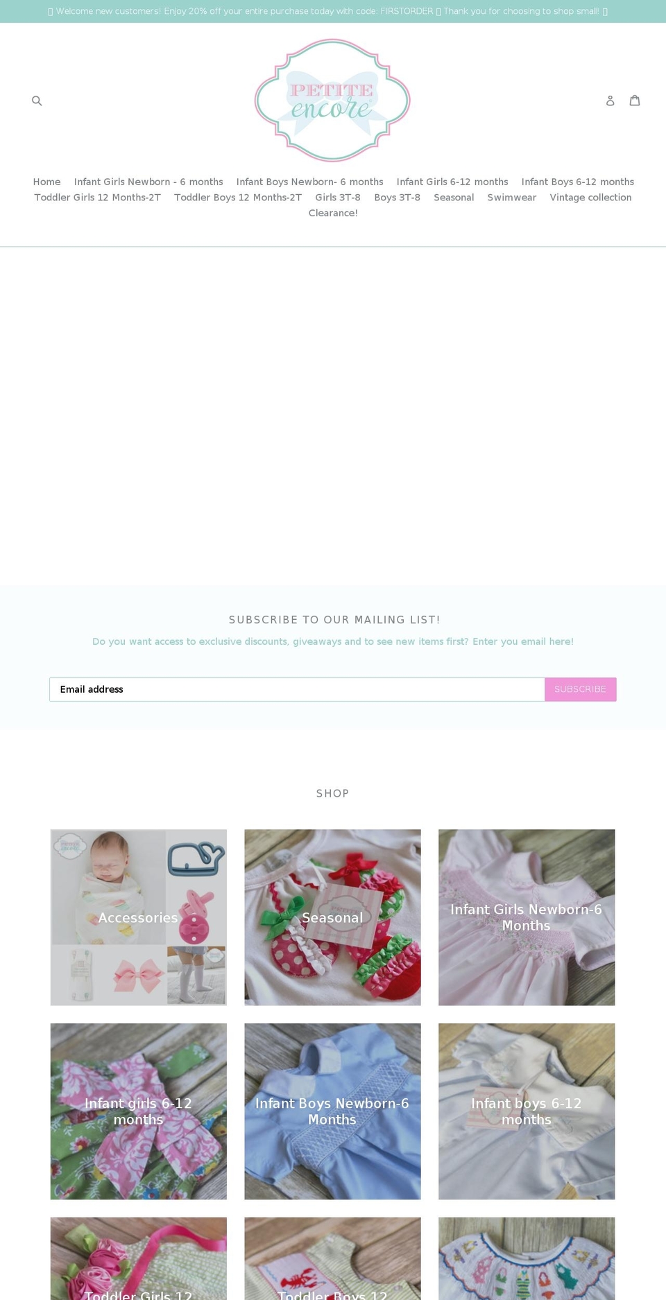 petiteencore.com shopify website screenshot