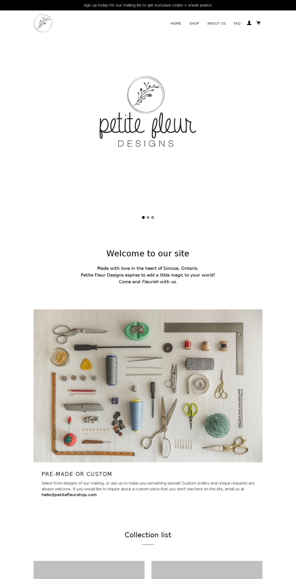 petitefleurshop.com — Shopify storefront screenshot