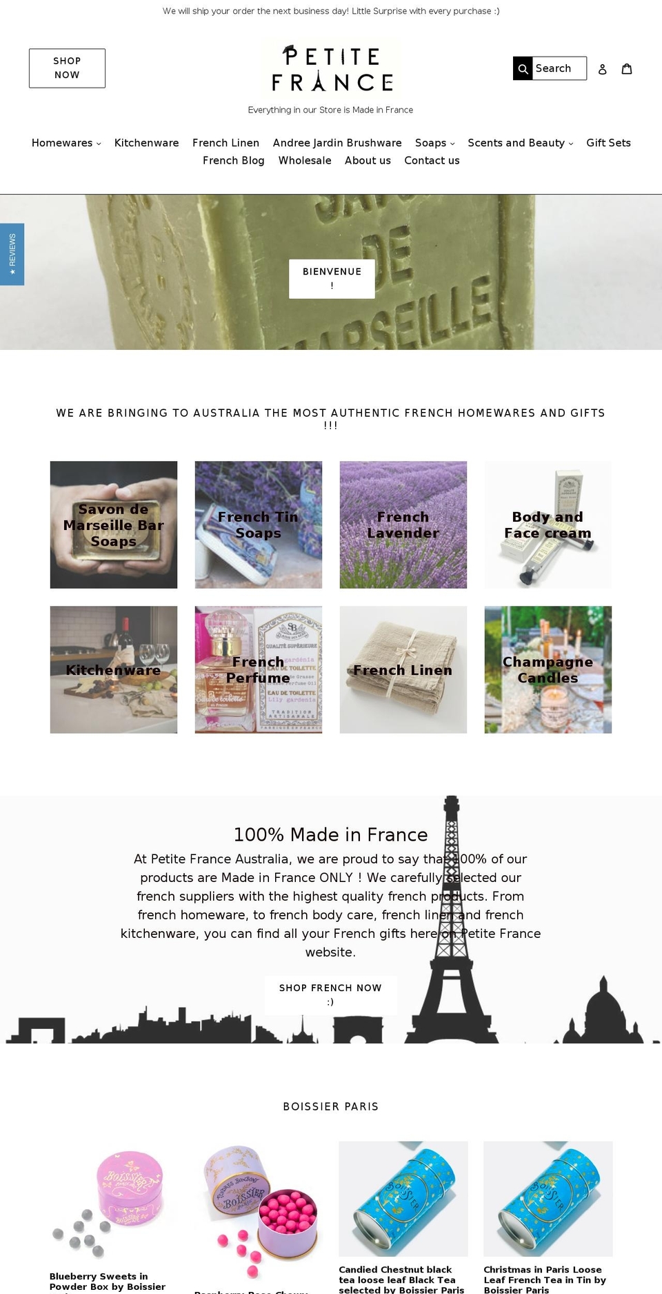petitefrance.com.au shopify website screenshot