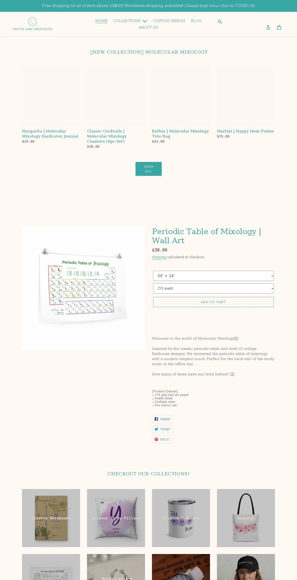 petitelabcreations.com shopify website screenshot