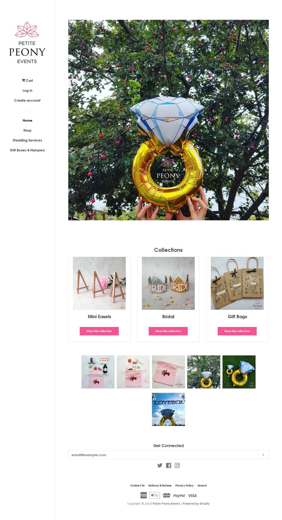 petitepeonyevents.com — Shopify storefront screenshot