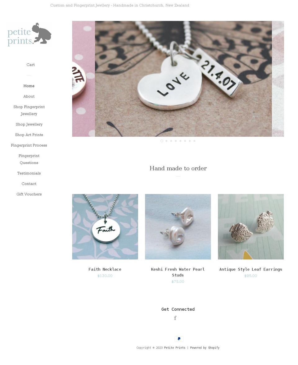 petiteprints.co.nz shopify website screenshot