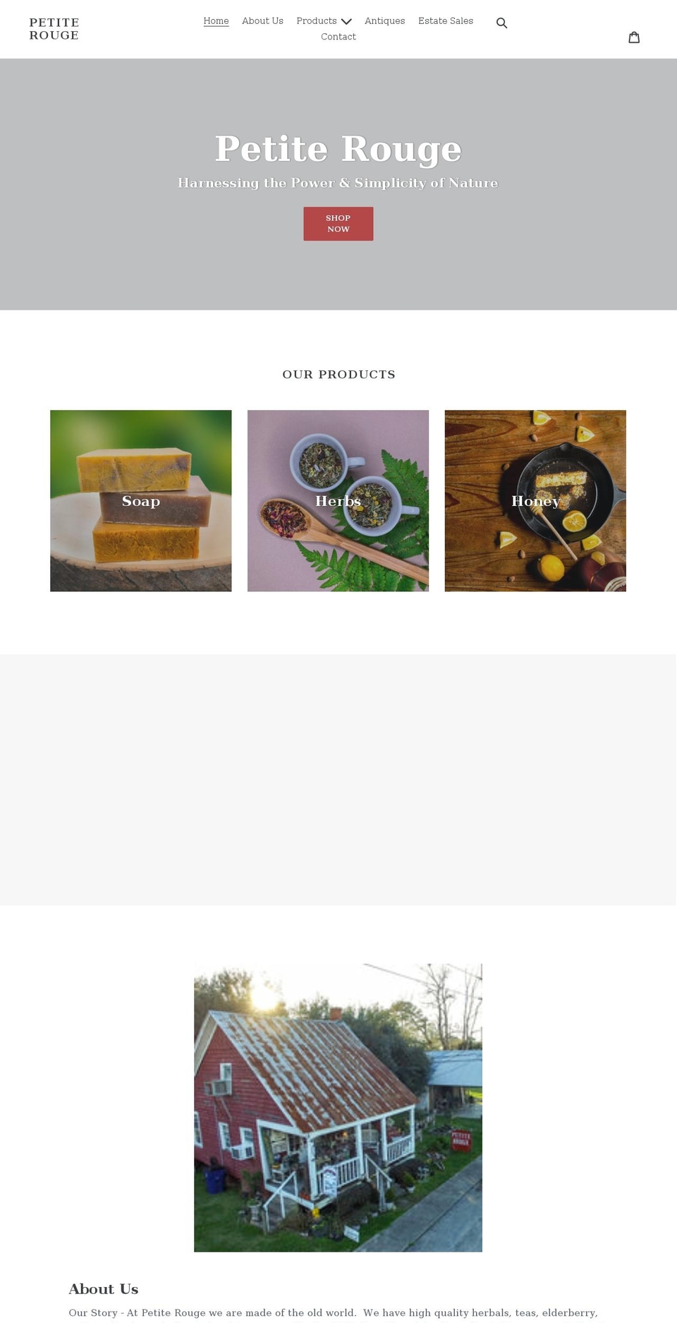 petiterougeantiques.com shopify website screenshot