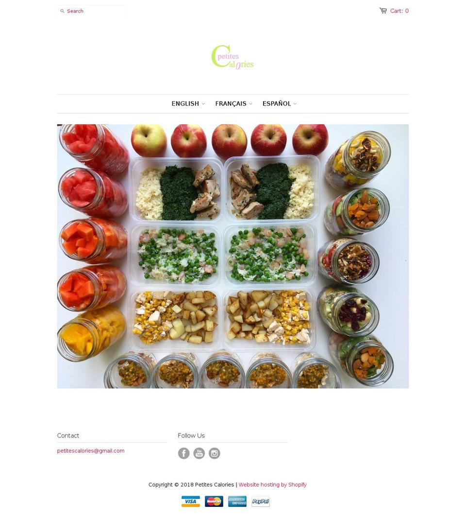 petitescalories.com — Shopify storefront screenshot