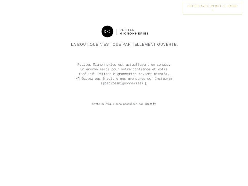 petitesmignonneries.com shopify website screenshot