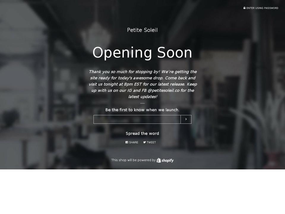 petitesoleil.co shopify website screenshot