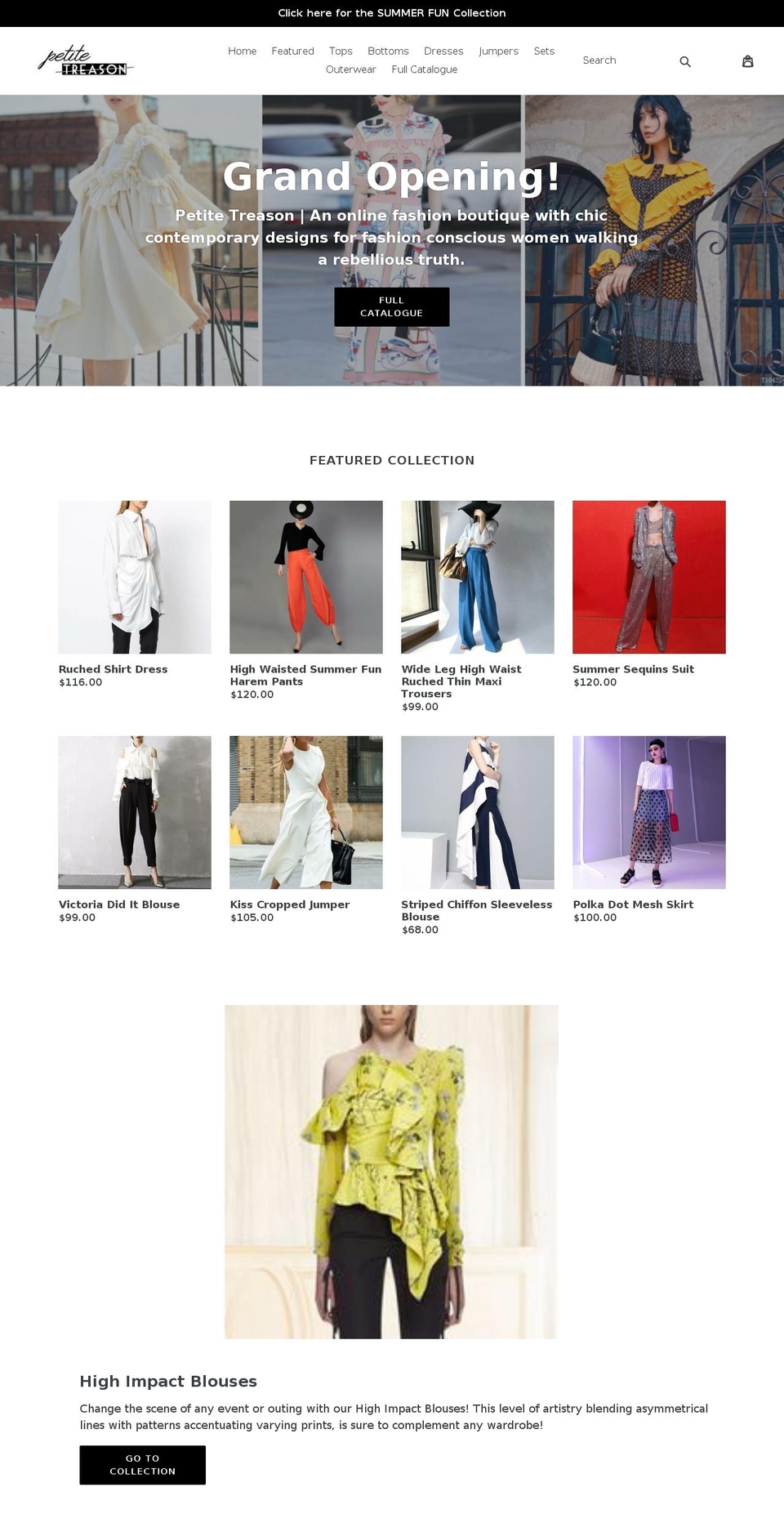 petitetreason.com shopify website screenshot
