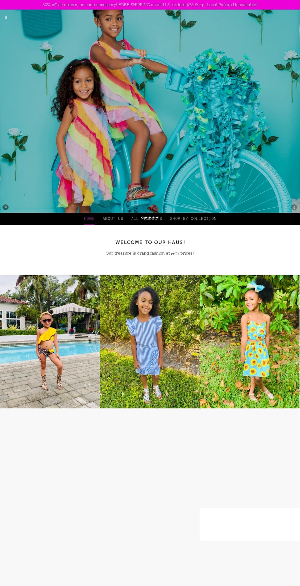 petitetreasurehaus.com shopify website screenshot